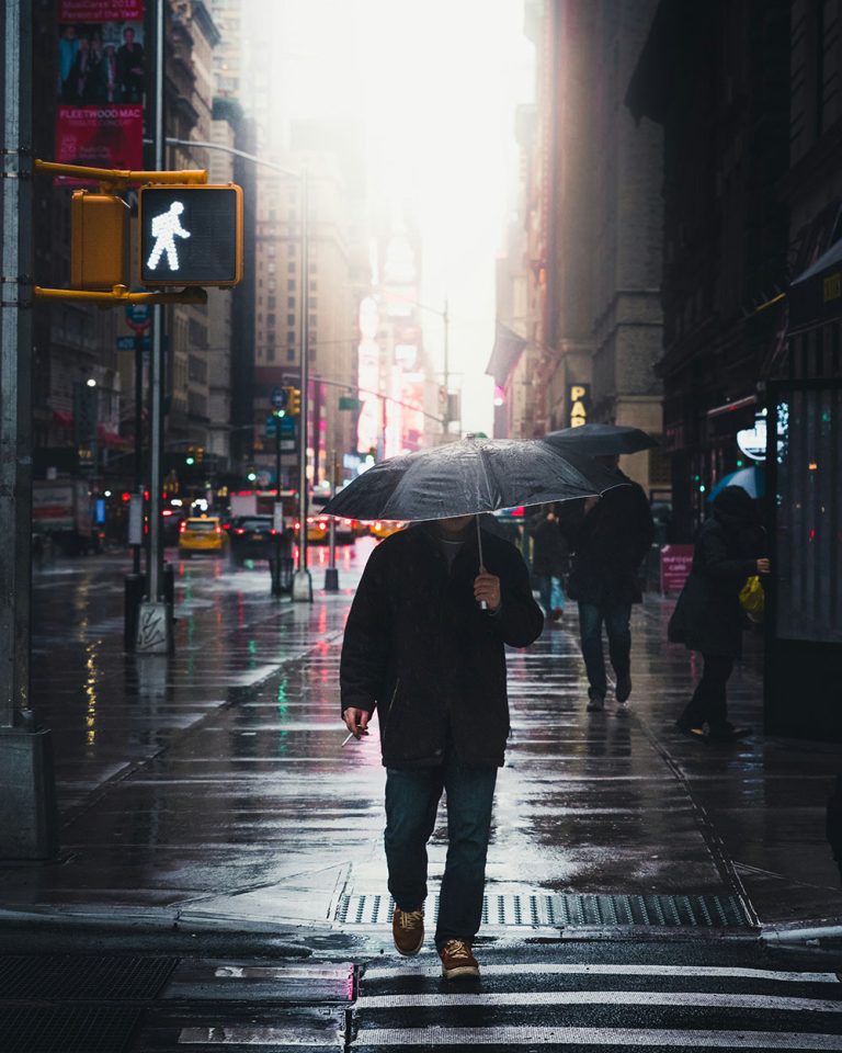 Walking in the rain in New York. Suffolk DBT